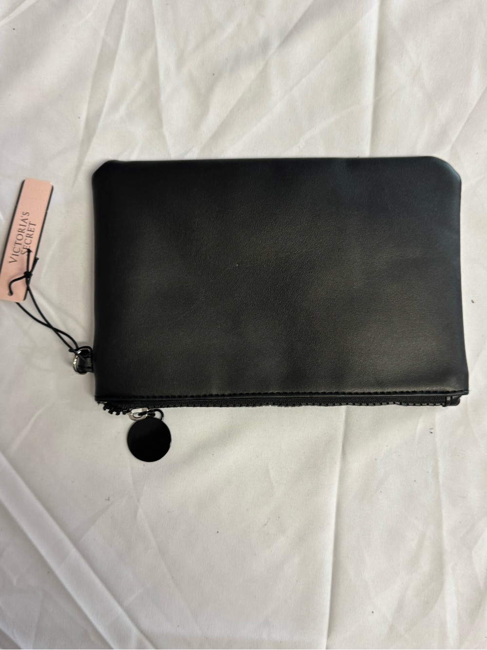 Victoria's Secret White Cosmetic Pouch with Neon Pink 'WICKED'